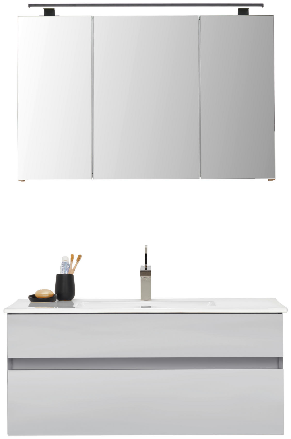 BADEZIMMER 3-teilig  in 102 cm  - Weiß, Design, Glas/Keramik (102cm) - Novel
