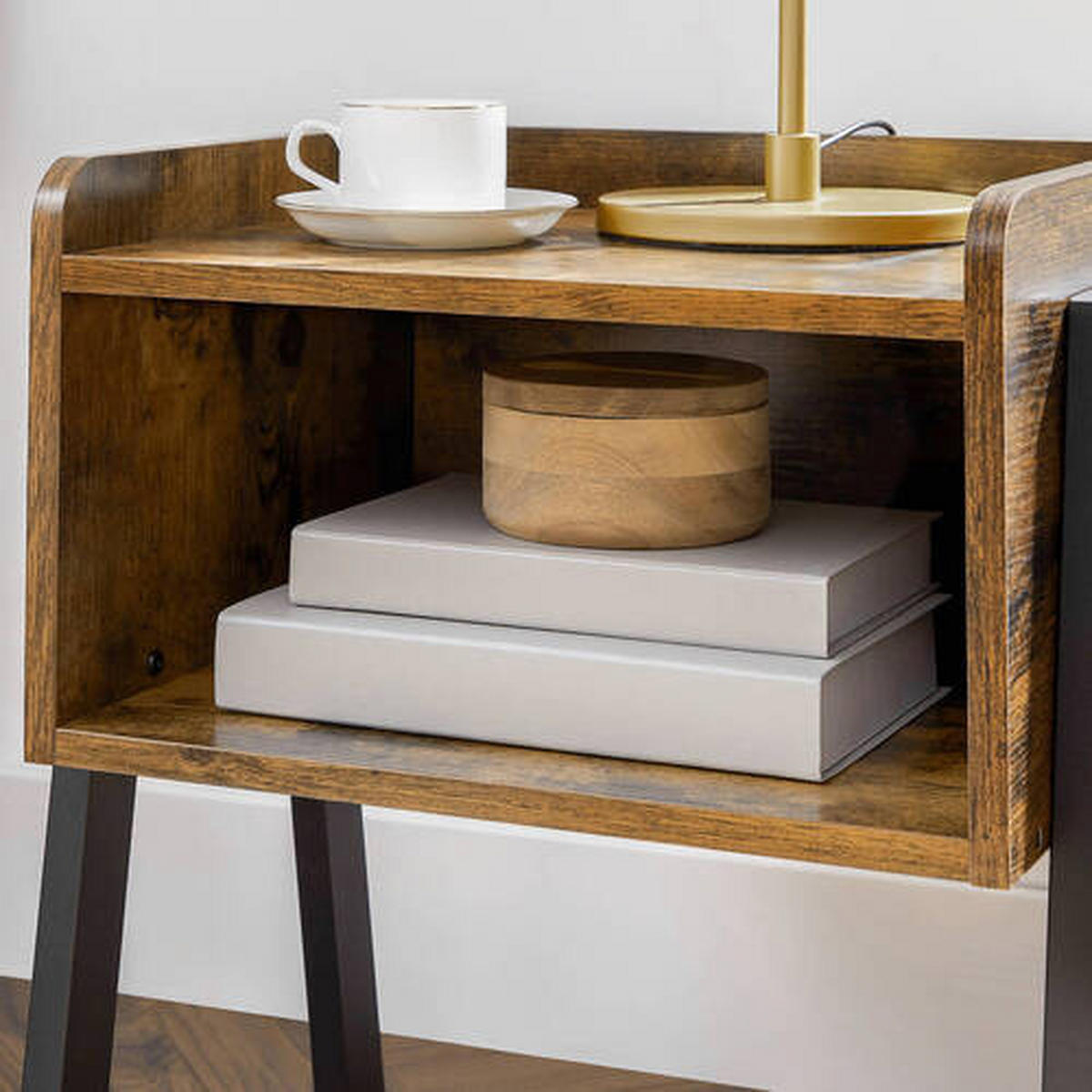 PRÍRUČNÝ STOLÍK, hnedá, čierna - hnedá/čierna, Trend, kov/kompozitné drevo (42/35/52cm) - Boxxx