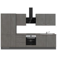 KÜCHENLEERBLOCK 330 cm   in Schieferfarben  - Schieferfarben/Edelstahlfarben, MODERN, Holzwerkstoff/Metall (330cm) - Nobilia