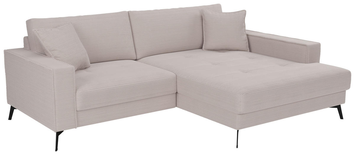 ECKSOFA TED Taupe Cord Zierkissen  - Taupe/Schwarz, Trend, Textil/Metall (228/174cm) - P & B