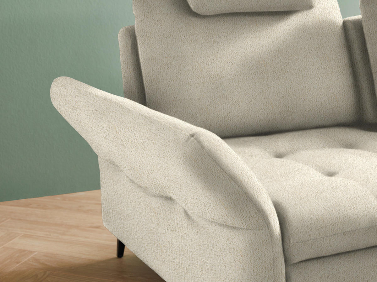 ECKSOFA in Struktur Creme  - Creme/Schwarz, Natur, Textil/Metall (288/233cm) - Valnatura