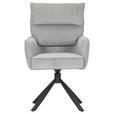 ARMLEHNSTUHL  Stoffauswahl, Sitzfläche 360° drehbar, automatische Rückholfunktion Cord  - Hellgrau/Schwarz, Design, Textil/Metall (60/95/62cm) - Novel