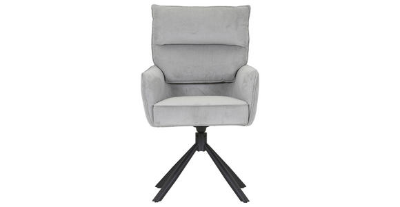 ARMLEHNSTUHL  Stoffauswahl, Sitzfläche 360° drehbar, automatische Rückholfunktion Cord  - Hellgrau/Schwarz, Design, Textil/Metall (60/95/62cm) - Novel