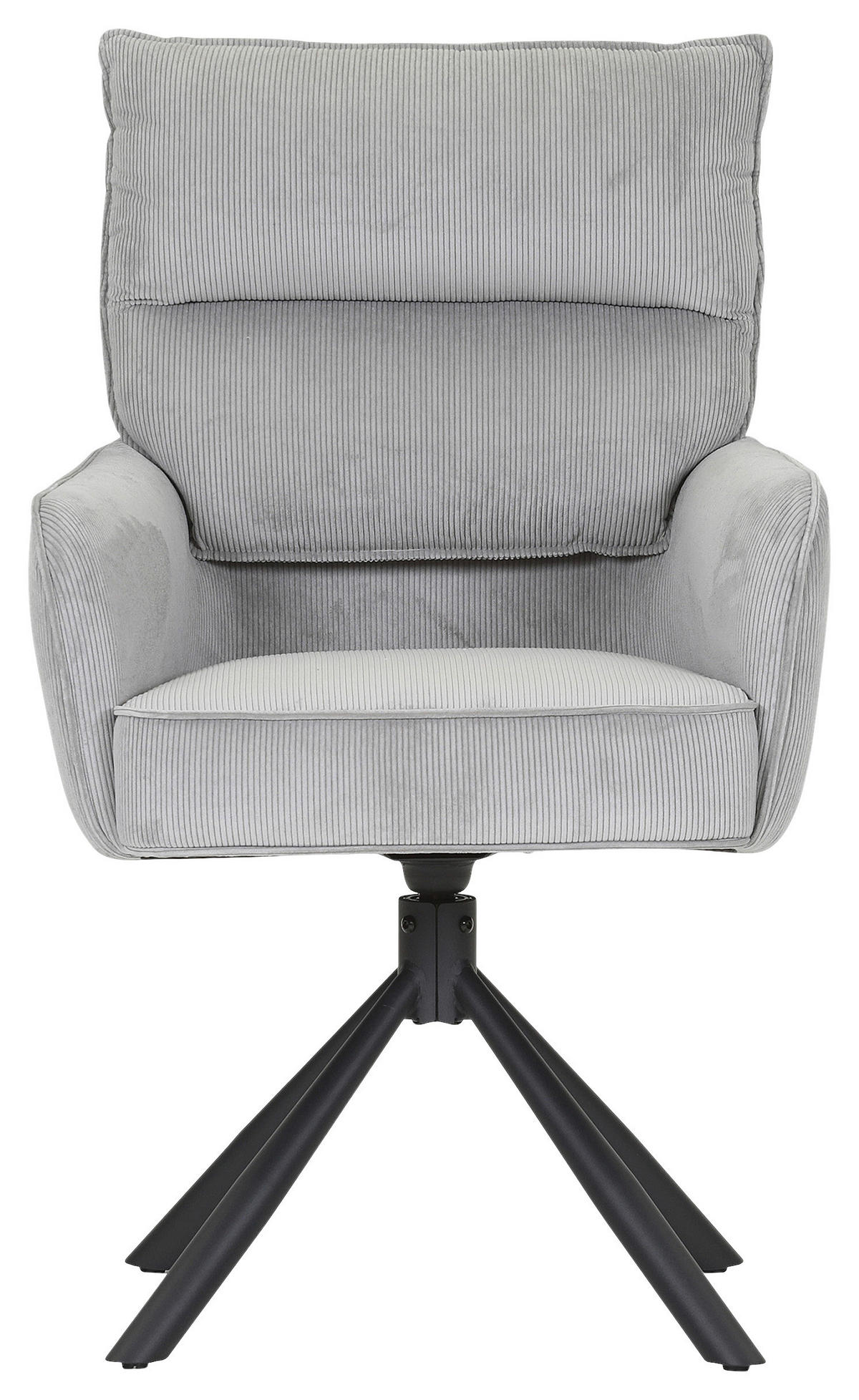 ARMLEHNSTUHL  Stoffauswahl, Sitzfläche 360° drehbar, automatische Rückholfunktion Cord  - Hellgrau/Schwarz, Design, Textil/Metall (60/95/62cm) - Novel