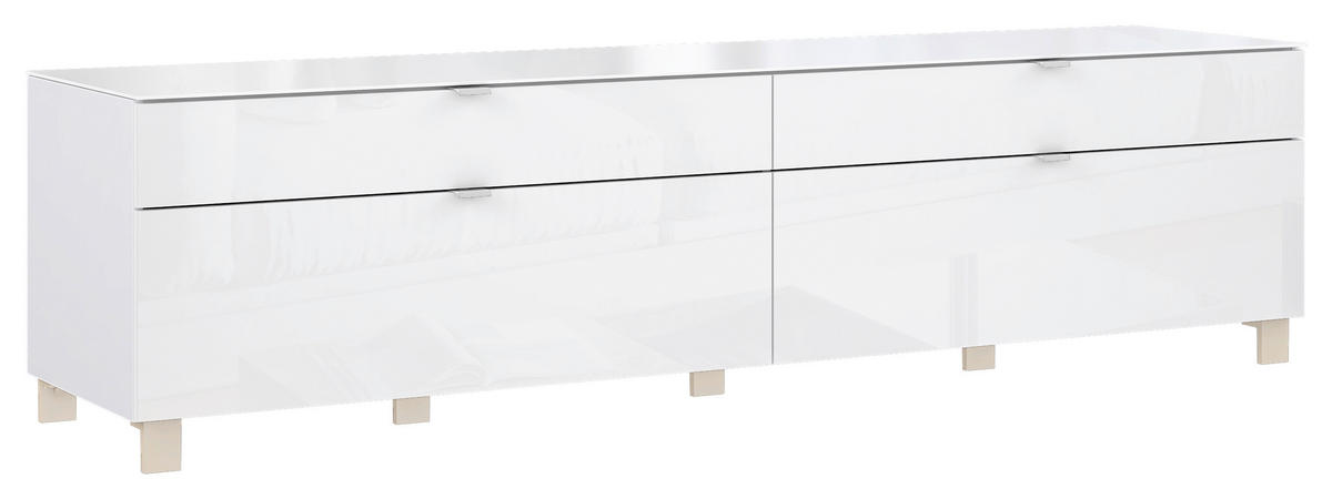 MEDIABÄNK vit  219,9/57/52,5 cm  - stålfärgad/vit, Design, metall/trämaterial (219,9/57/52,5cm) - Hom`in