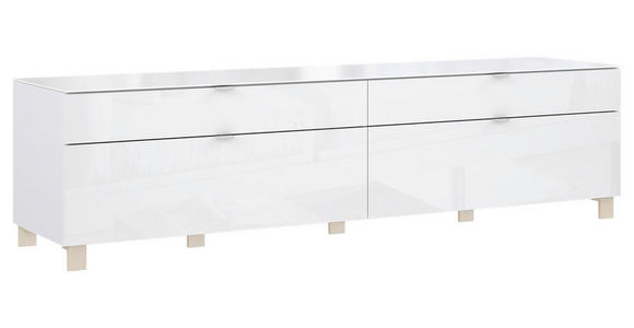 TV-ELEMENT Weiß  219,9/57/52,5 cm  - Edelstahlfarben/Champagner, Design, Glas/Holzwerkstoff (219,9/57/52,5cm) - Hom`in