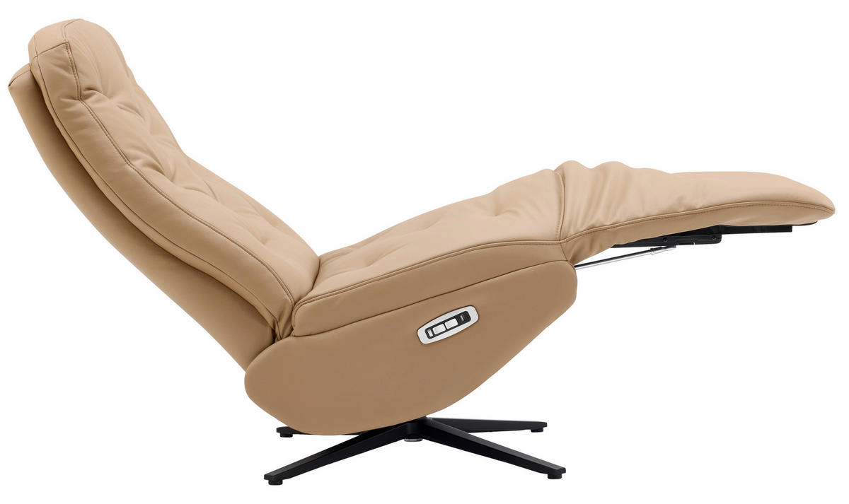 RELAXSESSEL Webstoff Relaxfunktion, Fußteilverstellung    - Beige/Schwarz, Design, Textil/Metall (68/113/84cm) - Livetastic