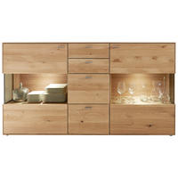 SIDEBOARD Venturo  in 183/100,2/40,9 cm  - Edelstahlfarben/Eichefarben, KONVENTIONELL, Glas/Holz (183/100,2/40,9cm) - Valnatura