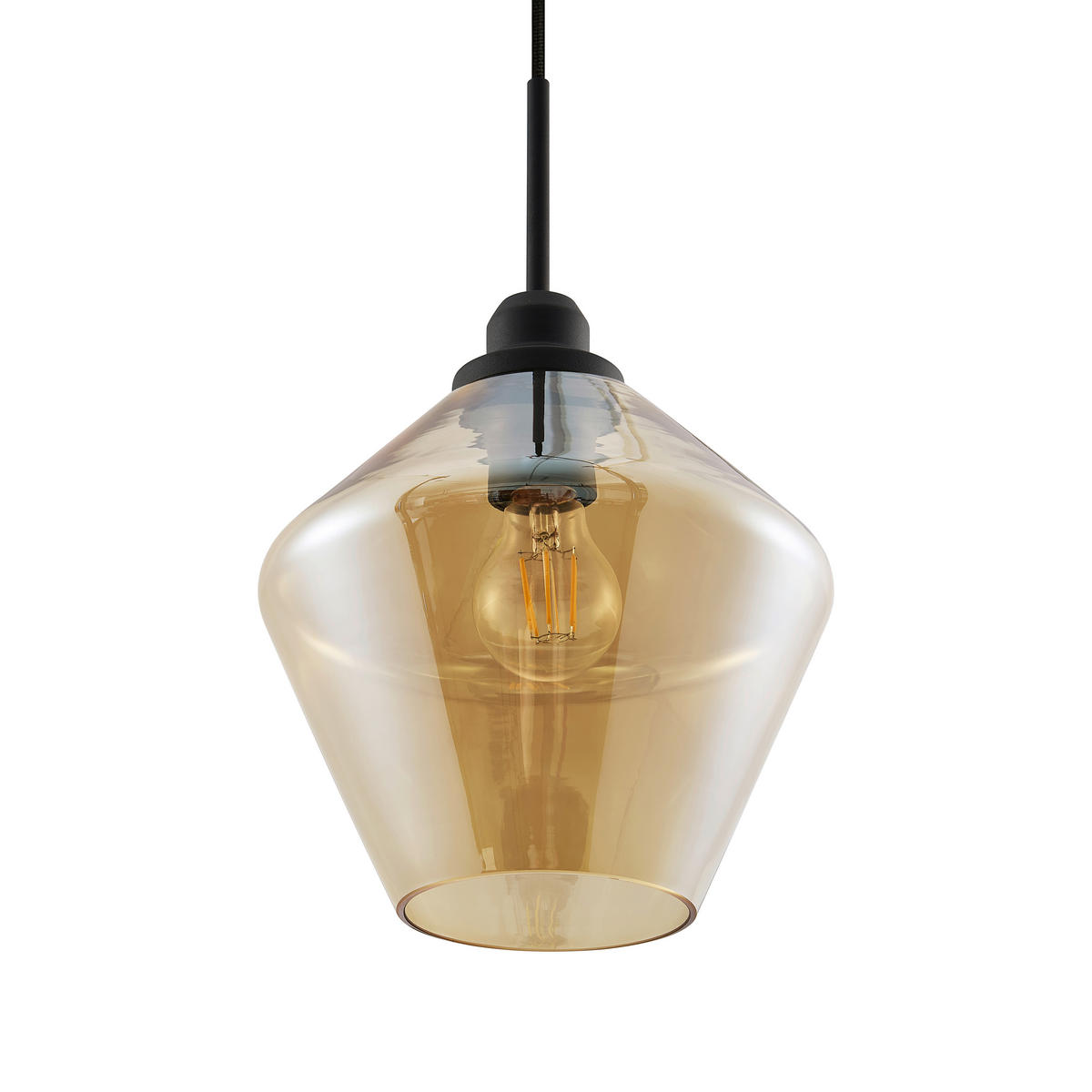 HÄNGELEUCHTE Cursa 79,5/180 cm   - Bernsteinfarben/Schwarz, Basics, Glas/Metall (79,5/180cm) - Novel