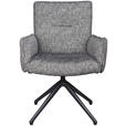 ARMLEHNSTUHL  Sitzfläche 360° drehbar, inklusive Armlehnen, automatische Rückholfunktion Webstoff  - Schwarz/Weiß, Design, Textil/Metall (65/91/65cm) - Novel