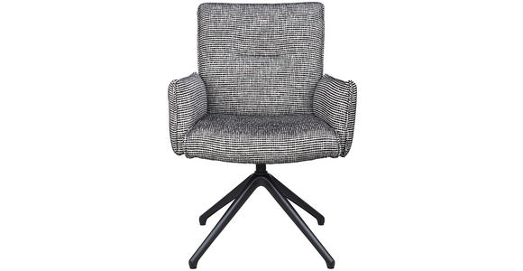 ARMLEHNSTUHL  Sitzfläche 360° drehbar, inklusive Armlehnen, automatische Rückholfunktion Webstoff  - Schwarz/Weiß, Design, Textil/Metall (65/91/65cm) - Novel
