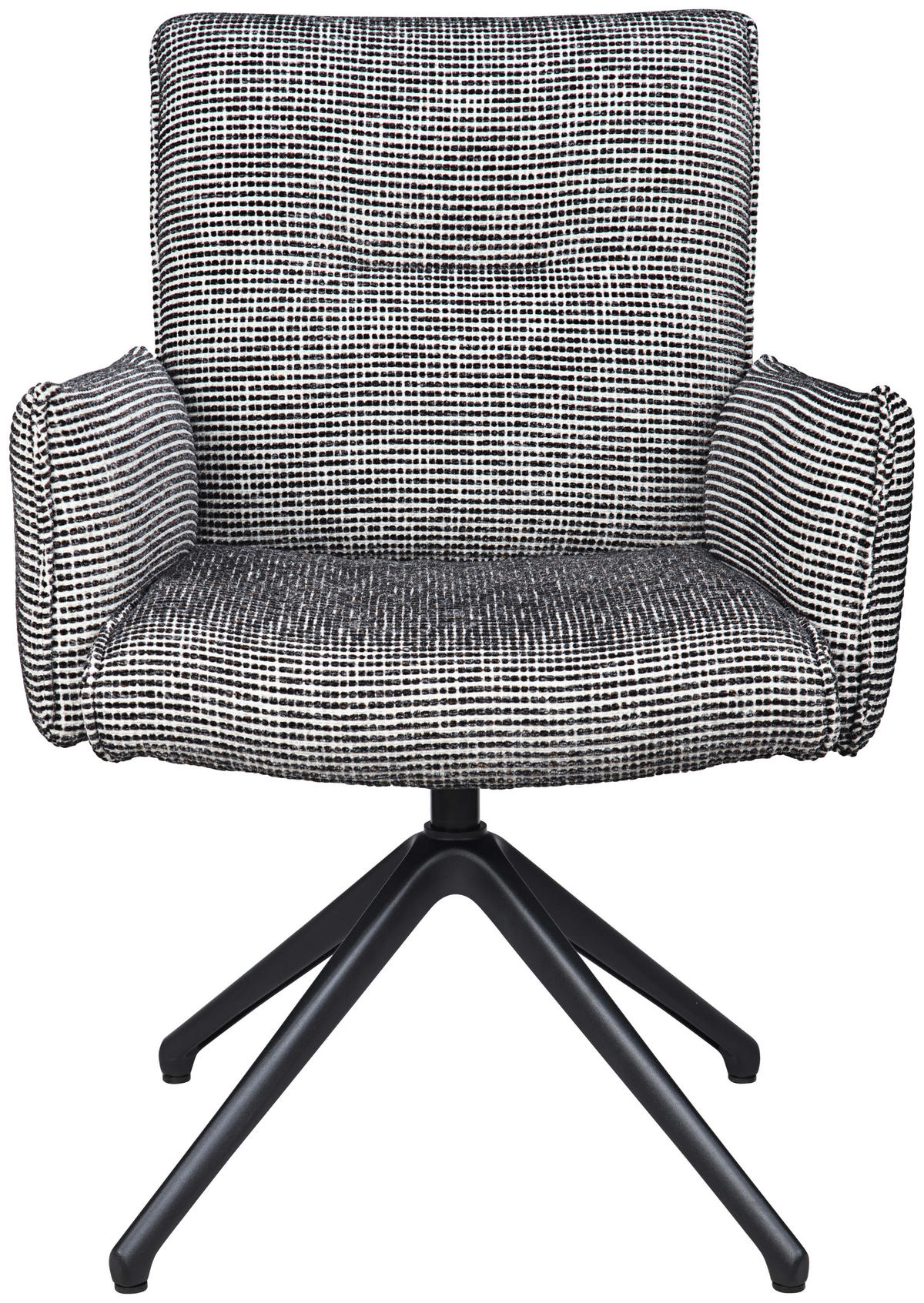 ARMLEHNSTUHL  Sitzfläche 360° drehbar, inklusive Armlehnen, automatische Rückholfunktion Webstoff  - Schwarz/Weiß, Design, Textil/Metall (65/91/65cm) - Novel