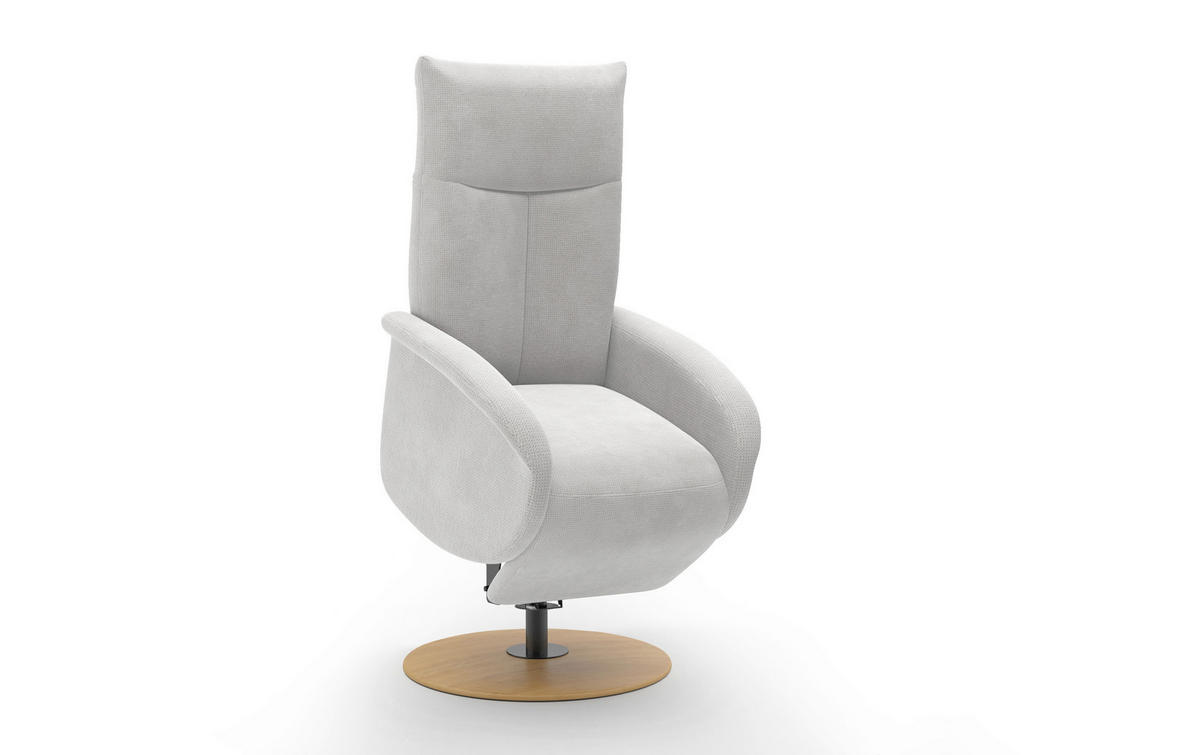 RELAXSESSEL GLENDALE E Flachgewebe Kopfteilverstellung, Rücken echt    - Eichefarben/Silberfarben, KONVENTIONELL, Holzwerkstoff/Textil (75/112/82cm) - Sit & More