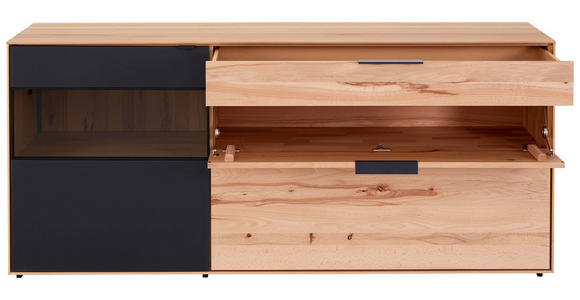 SIDEBOARD 185/81/49 cm - Anthrazit/Buchefarben, Natur, Glas/Holz (185/81/49cm) - Valnatura