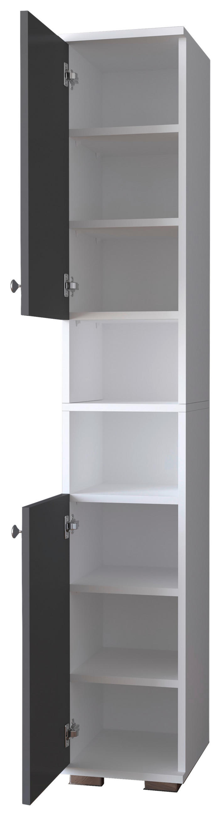 SCHUHSCHRANK Anthrazit  - Anthrazit/Alufarben, MODERN, Holzwerkstoff/Metall (30/178/33cm) - MID.YOU