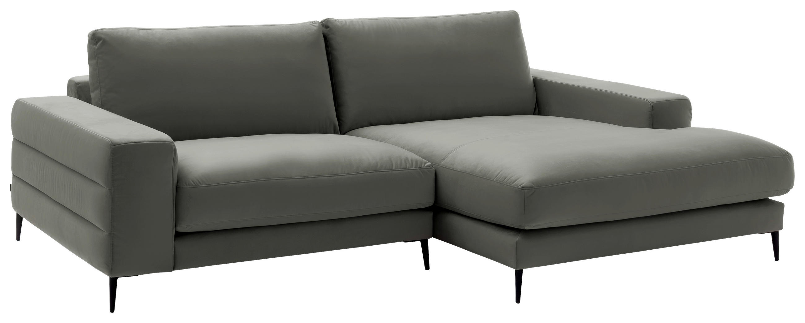 ECKSOFA in Velours Grau  - Schwarz/Grau, Design, Textil/Metall (253/177cm) - Dieter Knoll