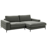ECKSOFA in Velours Grau  - Schwarz/Grau, Design, Textil/Metall (253/177cm) - Dieter Knoll
