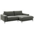 ECKSOFA in Velours Grau  253/177 cm  - Schwarz/Grau, Design, Textil/Metall (253/177cm) - Dieter Knoll