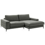 ECKSOFA in Velours Grau  253/177 cm  - Schwarz/Grau, Design, Textil/Metall (253/177cm) - Dieter Knoll