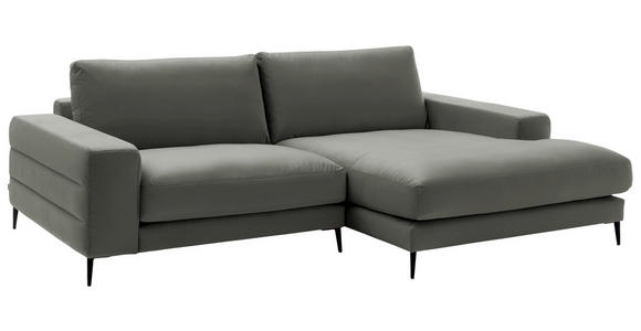 ECKSOFA in Velours Grau 253/177 cm - Schwarz/Grau, Design, Textil/Metall (253/177cm) - Dieter Knoll