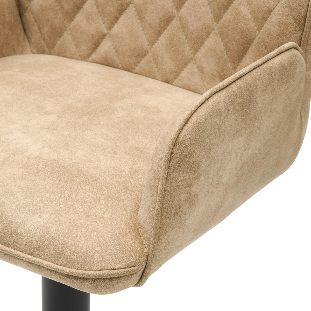 BARHOCKER Webstoff Schwarz, Beige Eisen  - Beige/Schwarz, KONVENTIONELL, Textil/Metall (51/90-111/52cm) - MID.YOU
