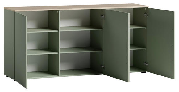 SIDEBOARD  181,7/89/43 cm  - Eichefarben/Schwarz, Design, Holzwerkstoff/Kunststoff (181,7/89/43cm) - Voleo