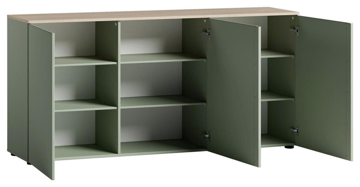 SIDEBOARD  181,7/89/43 cm  - grön/svart, Design, metall/trämaterial (181,7/89/43cm) - Voleo