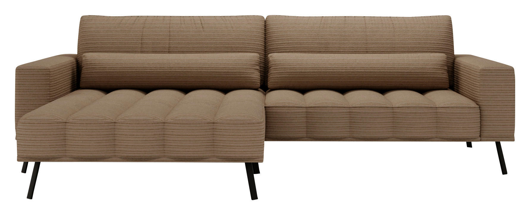 ECKSOFA in Cord Braun  - Schwarz/Braun, Design, Textil/Metall (204/291cm) - Lomoco
