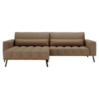 ECKSOFA in Cord Braun  - Schwarz/Braun, Design, Textil/Metall (204/291cm) - Lomoco