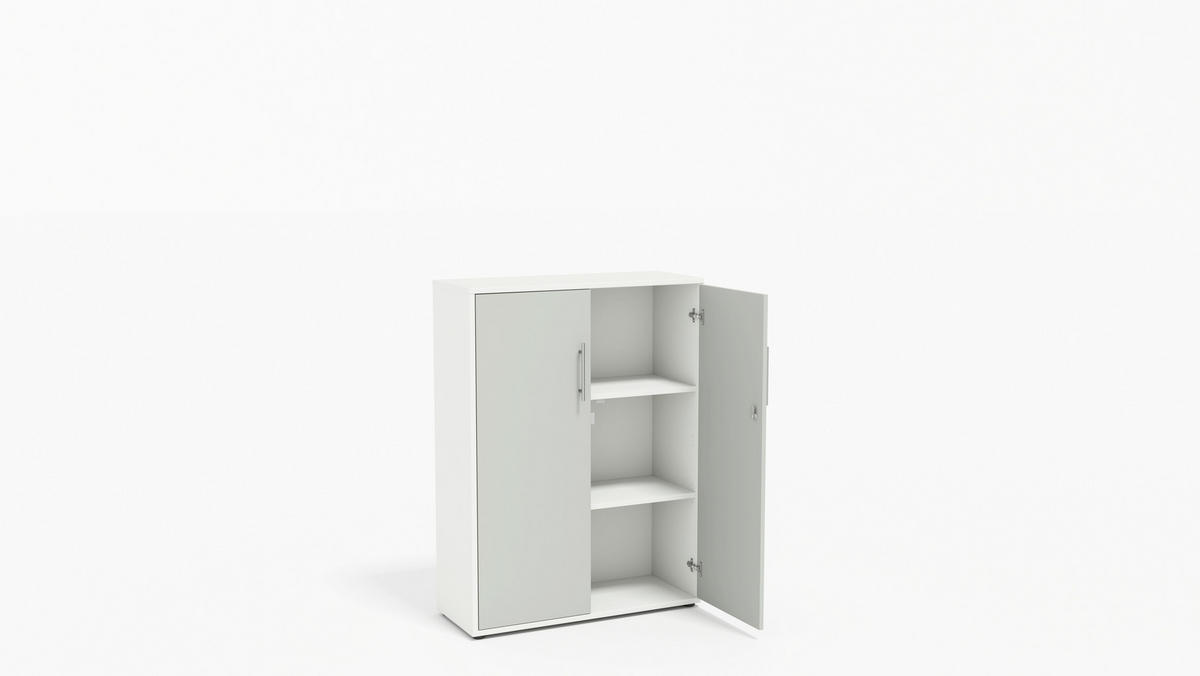 AKTENSCHRANK Weiß, Hellgrau  - Hellgrau/Weiß, MODERN, Holzwerkstoff (128,5/185,6/33cm) - MID.YOU