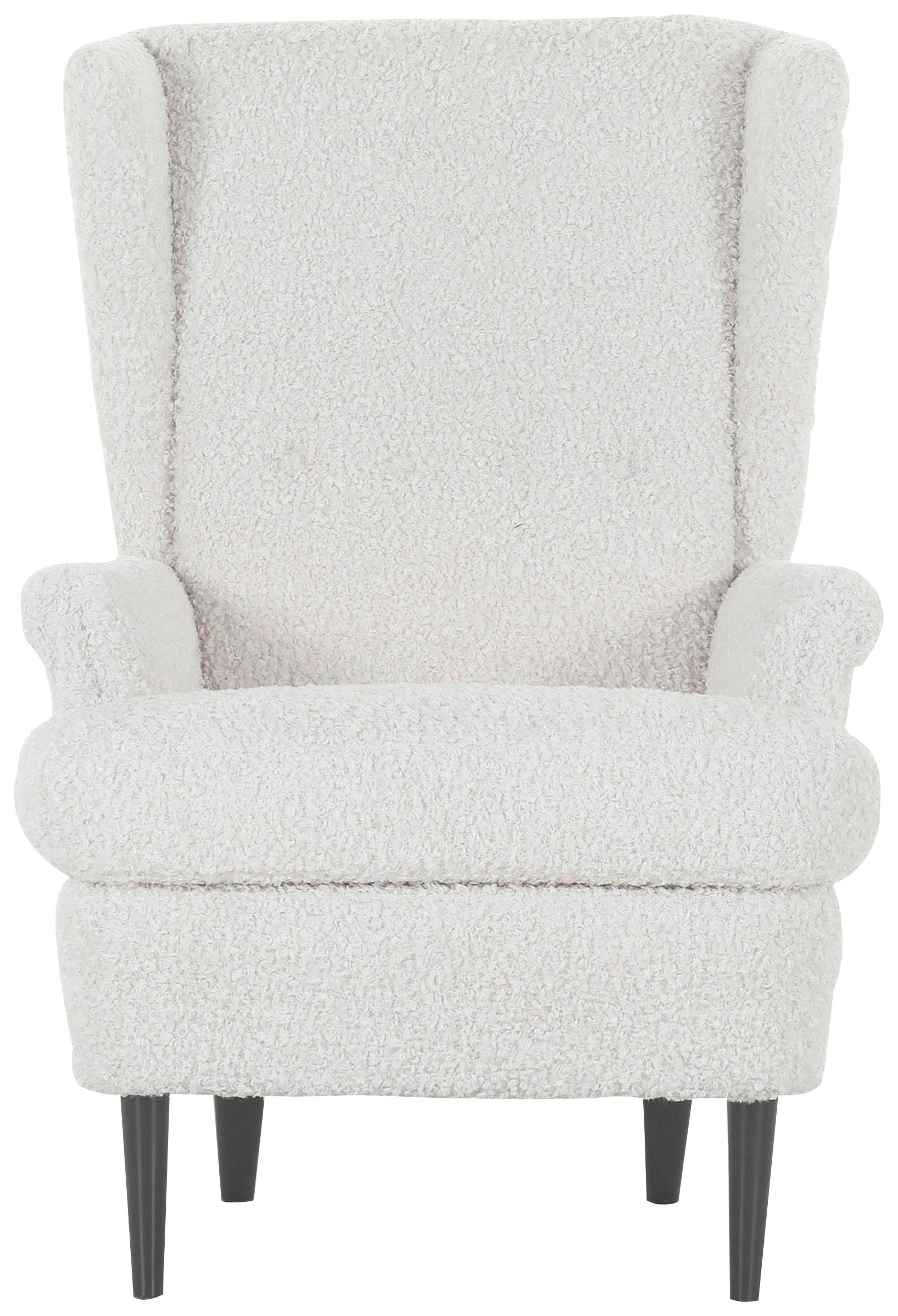 OHRENSESSEL Flachgewebe Weiß  - Dunkelbraun/Weiß, Design, Holz/Textil (72/104/85cm) - Carryhome