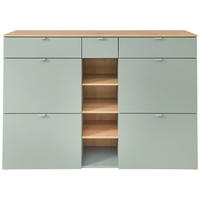 SCHUHSCHRANK Salbeigrün, Eiche Artisan  - Salbeigrün/Silberfarben, Design, Holzwerkstoff/Kunststoff (148/103/38cm)