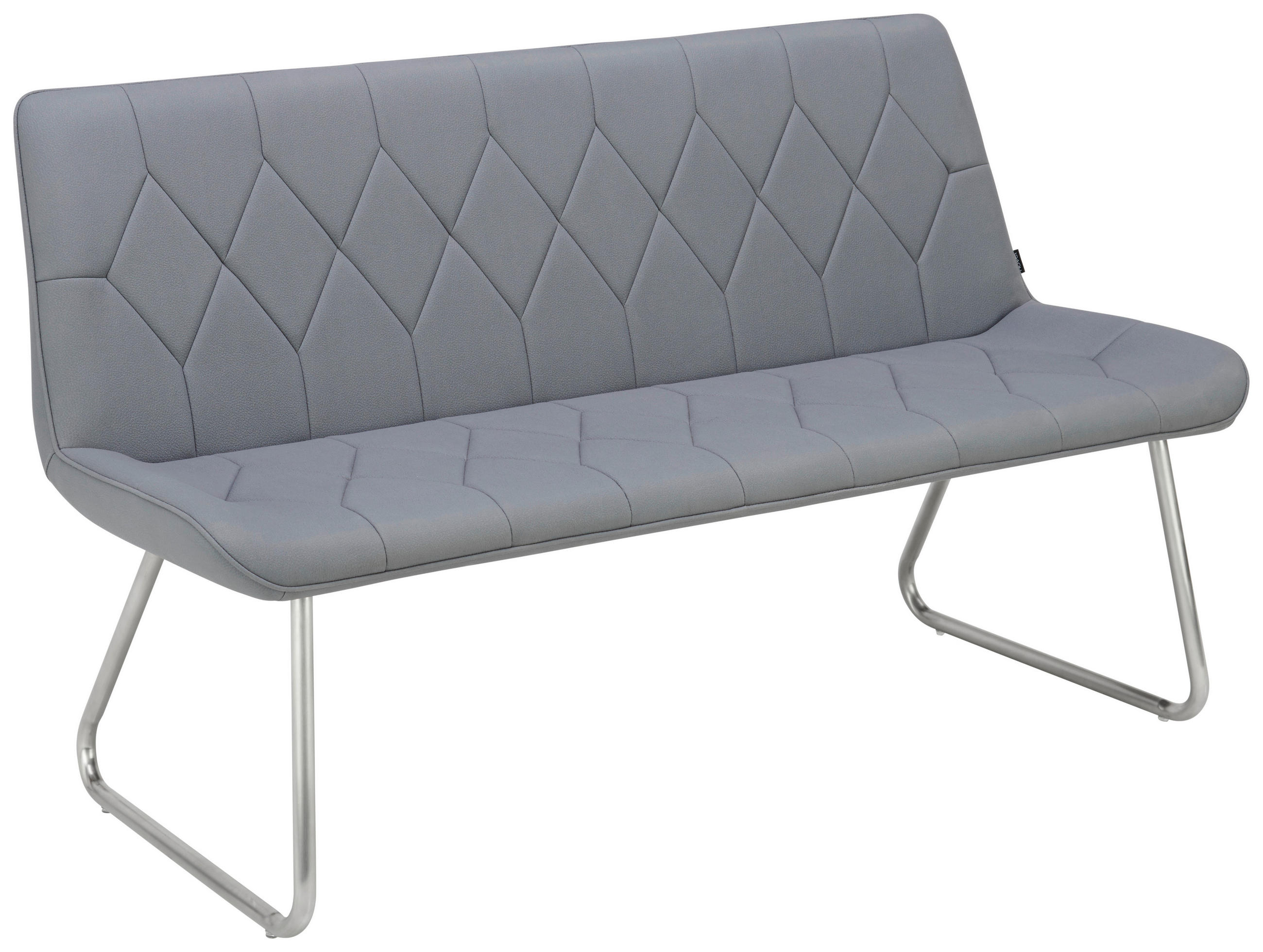 BANCĂ 155/87/65 cm in gri, culoare inox - culoare inox/gri, Design, lemn/metal (155/87/65cm) - Novel