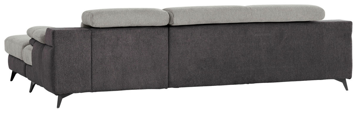 ECKSOFA in Chenille Hellgrau, Dunkelgrau  - Dunkelgrau/Hellgrau, Design, Textil/Metall (291/80-98/178cm) - Livetastic
