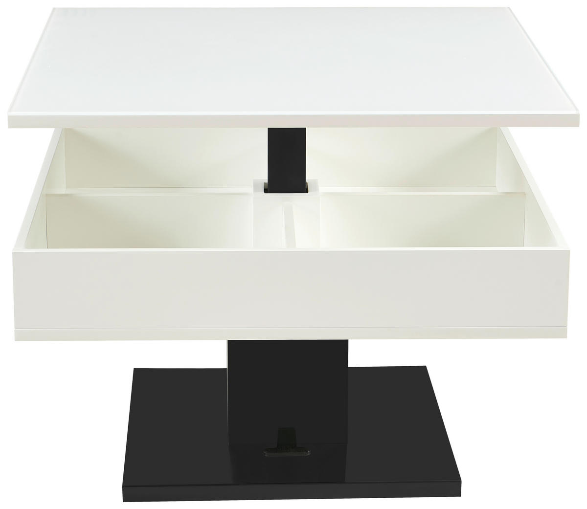 COUCHTISCH Klarglas 80/80/47 cm rechteckig Schwarz, Weiß  - Schwarz/Weiß, Design, Glas/Holzwerkstoff (80/80/47cm) - Livetastic