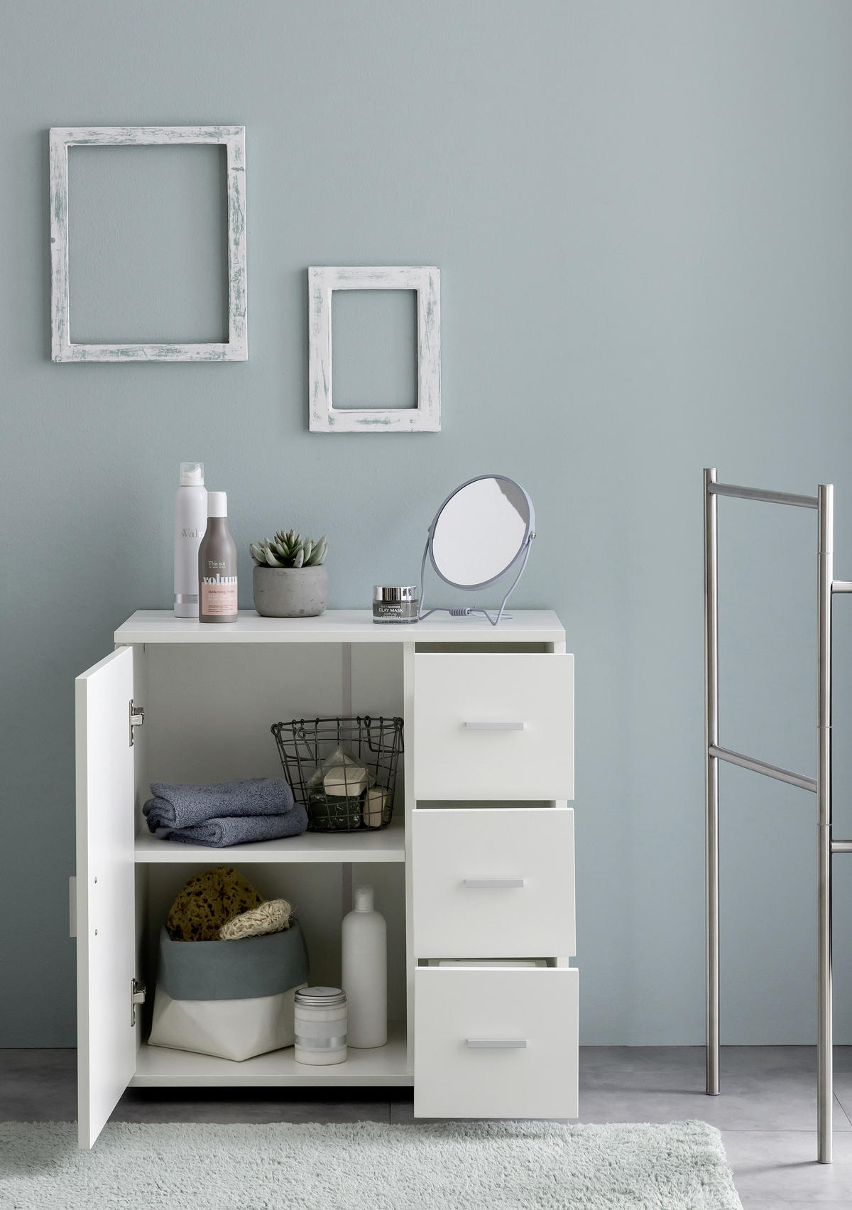 UNTERSCHRANK in   - Weiss/Silberfarben, Basics, Holzwerkstoff/Kunststoff (60/65,5/33cm) - MID.YOU
