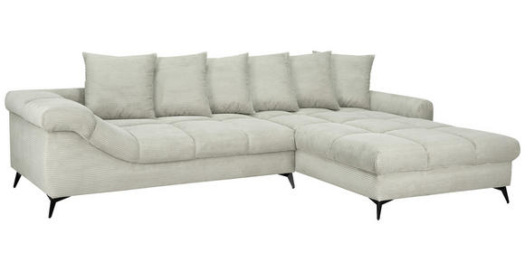 ECKSOFA Elfenbein Cord Rückenkissen, Armlehnenkissen, Rücken echt  - Elfenbein/Schwarz, KONVENTIONELL, Textil/Metall (332/231cm) - Carryhome