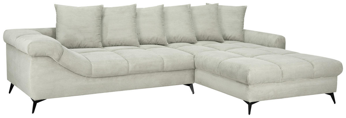 ECKSOFA Elfenbein Cord Rückenkissen, Armlehnenkissen, Rücken echt  - Elfenbein/Schwarz, KONVENTIONELL, Textil/Metall (332/231cm) - Carryhome