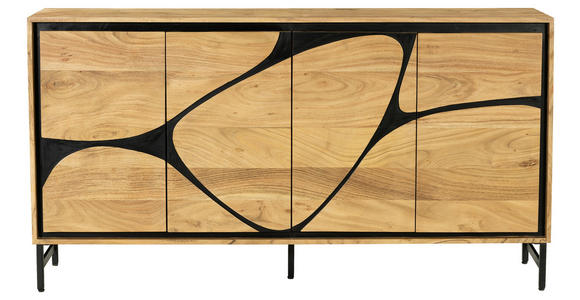 SIDEBOARD  in 160/85/40 cm  - Schwarz/Akaziefarben, Design, Holz/Metall (160/85/40cm) - Ambia Home