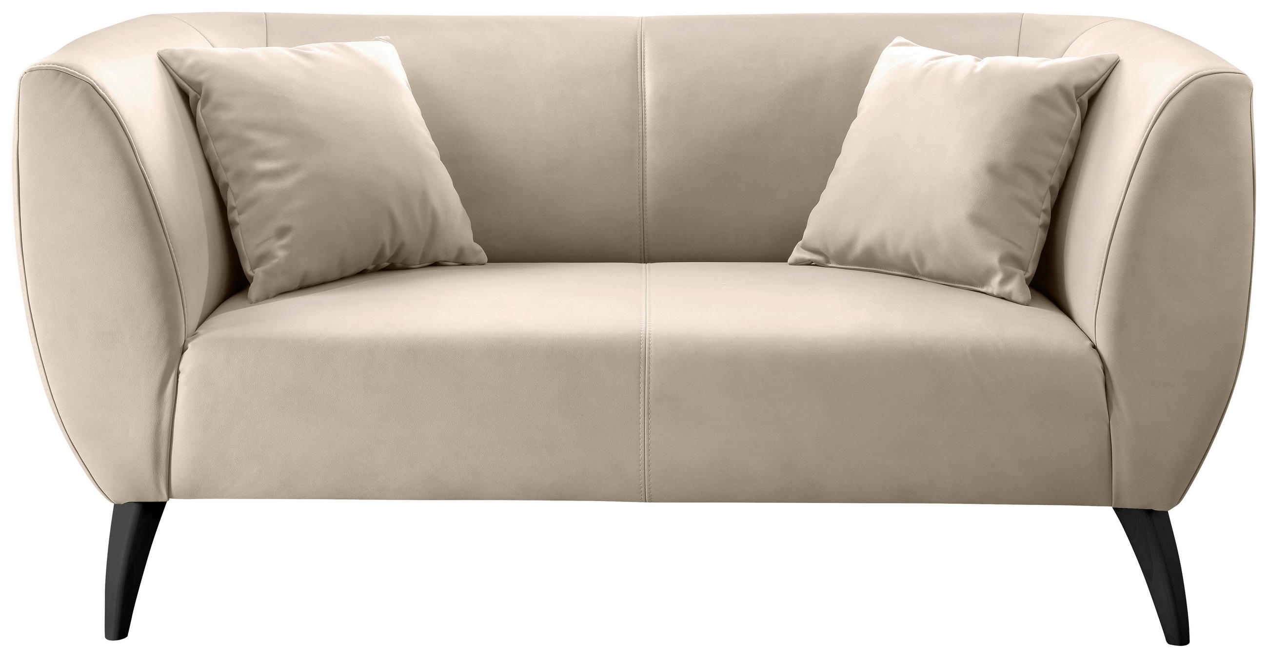 2-SITZER-SOFA Lederlook Beige  - Beige/Schwarz, MODERN, Holz/Textil (172/83/88cm) - Livetastic