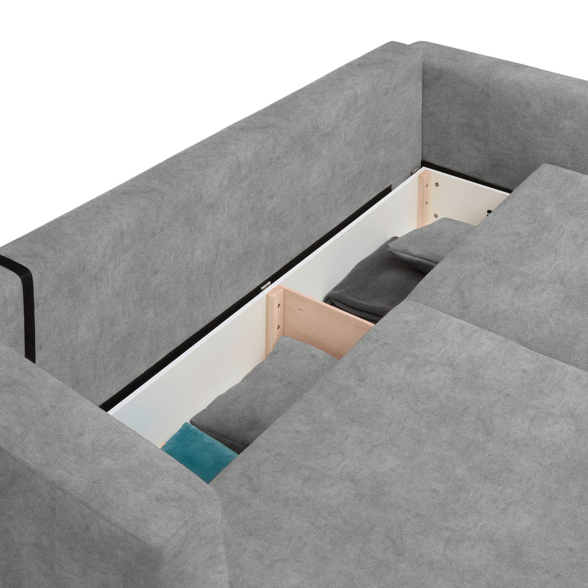 SCHLAFSOFA  mit Stoffauswahl, Schlafen auf Sitzhöhe, Rücken echt Velours Hellgrau  - Hellgrau/Schwarz, Design, Kunststoff/Textil (250/92/105cm) - Carryhome