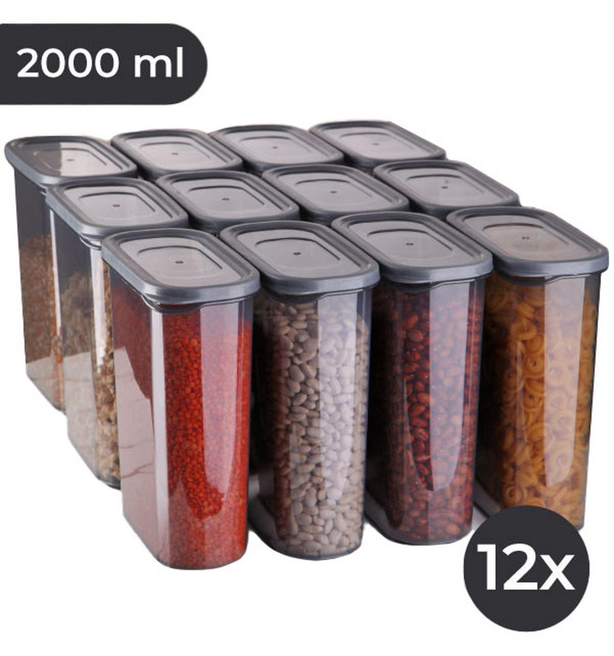 VORRATSDOSENSET 12-teilig  - Anthrazit, Basics, Kunststoff (17/21/8cm) - P & B
