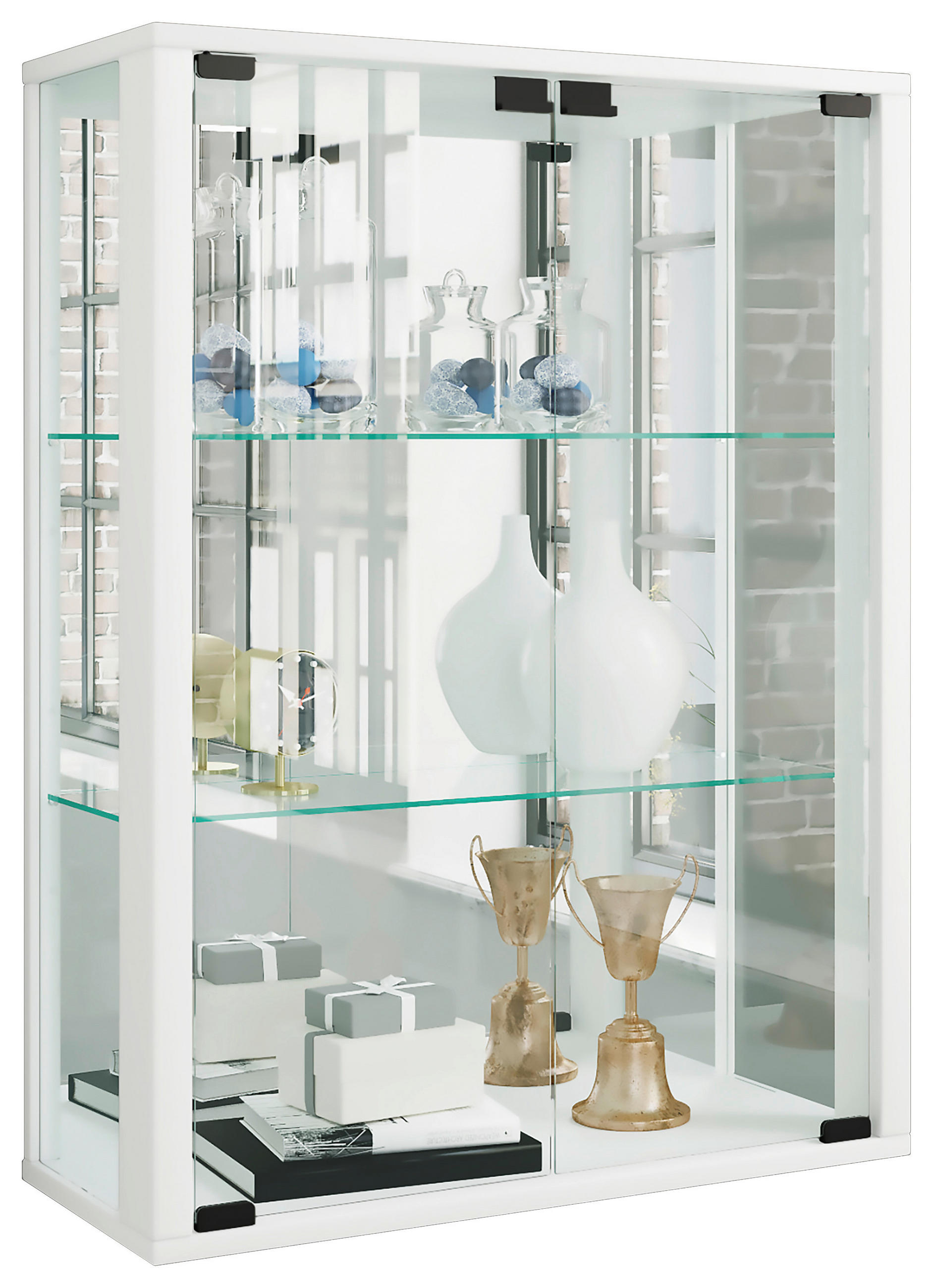 HÄNGEVITRINE  in Buche Weiß  - Schwarz/Weiß, MODERN, Glas/Holz (60/80/25cm) - MID.YOU