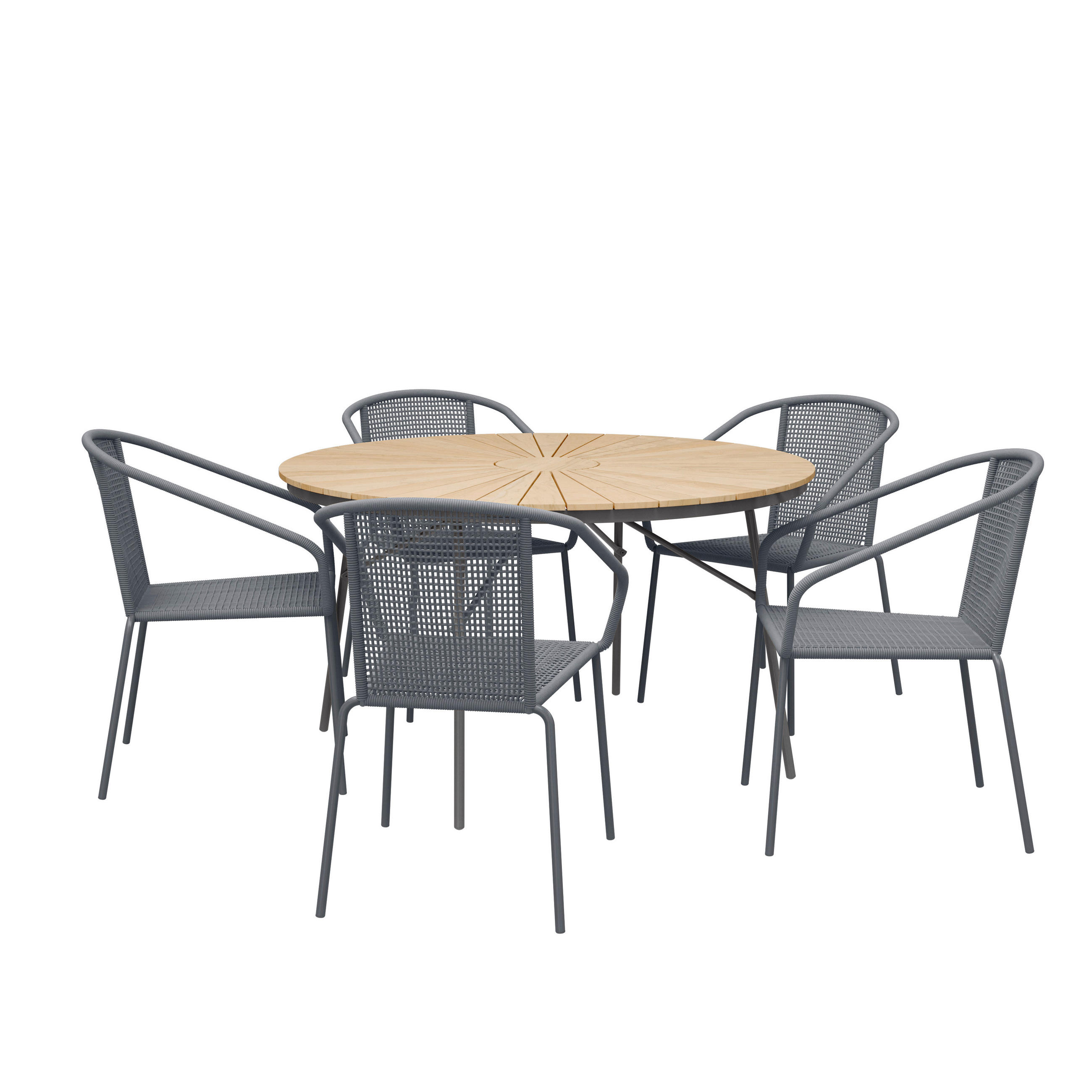 GARTENTISCHGRUPPE Teakholz vollmassiv Aluminium  - Dunkelgrau/Anthrazit, Natur, Holz/Kunststoff (180/180/74cm) - Gardenson