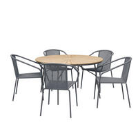 GARTENTISCHGRUPPE  - Dunkelgrau/Anthrazit, Natur, Holz/Kunststoff (180/180/74cm) - Gardenson