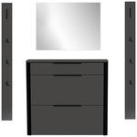 GARDEROBE 4-teilig  in 155/191/34 cm  - Anthrazit/Schwarz, Design, Glas/Holzwerkstoff (155/191/34cm) - Dieter Knoll
