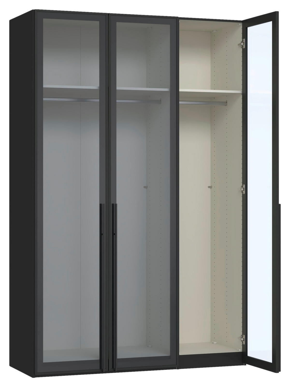 DREHTÜRENSCHRANK  in Schwarz  - Schwarz, Design, Glas/Holzwerkstoff (152/236/59cm) - Jutzler