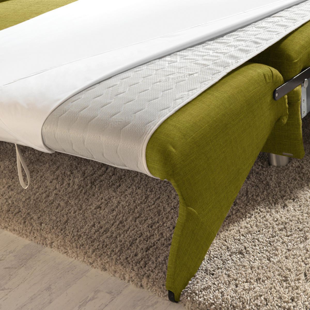 ECKSOFA in Chenille Grün  208/227 cm  - Alufarben/Grün, KONVENTIONELL, Textil/Metall (208/227cm) - Sedda