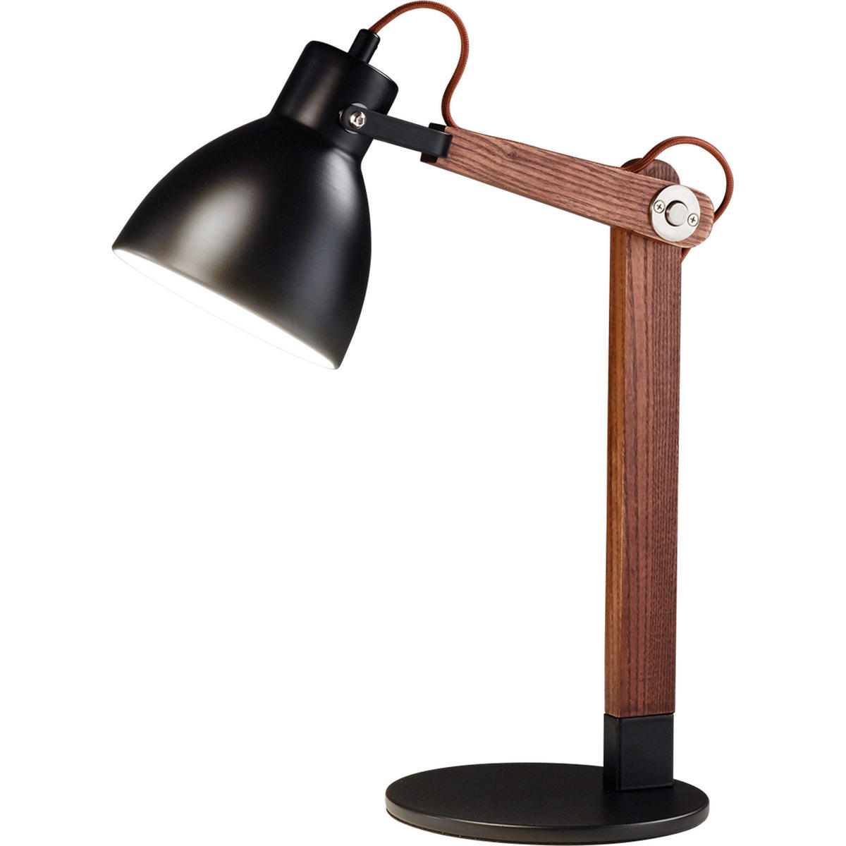 TISCHLEUCHTE 41/73 cm   - Walnussfarben/Schwarz, Design, Holz/Metall (41/73cm) - Fabas Luce