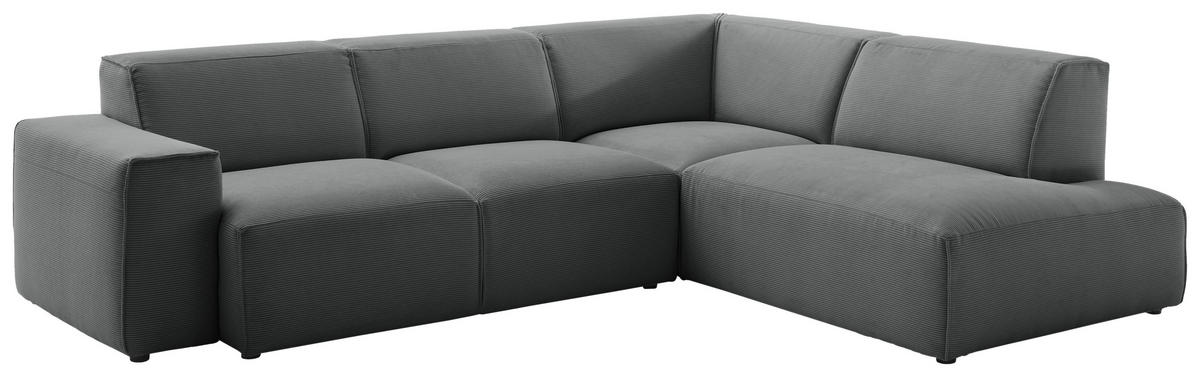 ECKSOFA in Cord Anthrazit  270/210 cm  - Anthrazit/Schwarz, Design, Kunststoff/Textil (270/210cm) - Pure Home Lifestyle